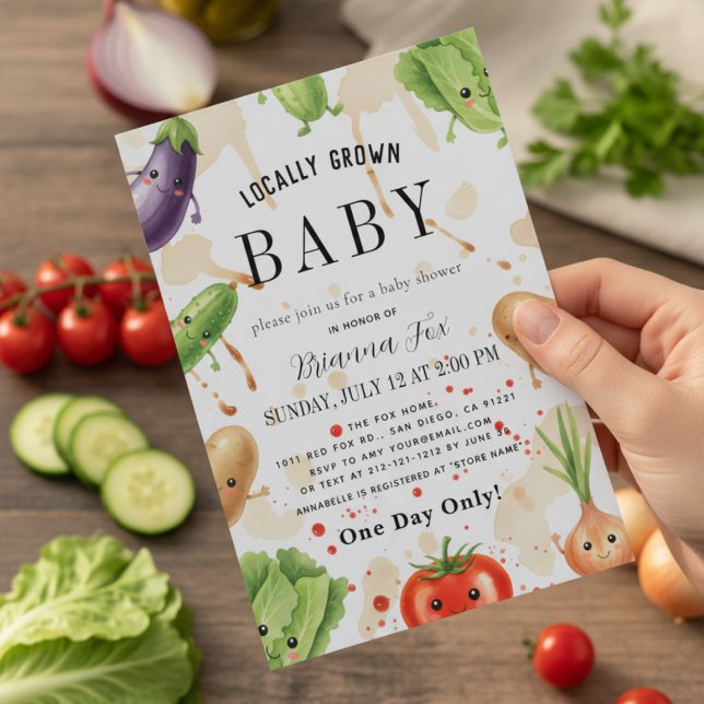 Cute Vegetable Locally Grown farm Baby Shower Invitation (Creator Uploaded)