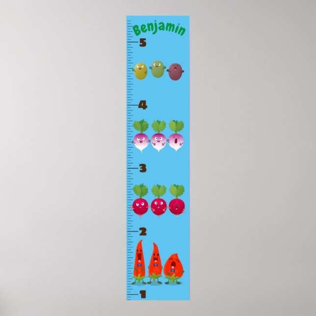 Cute vegetables cartoon illustration growth chart (Front)