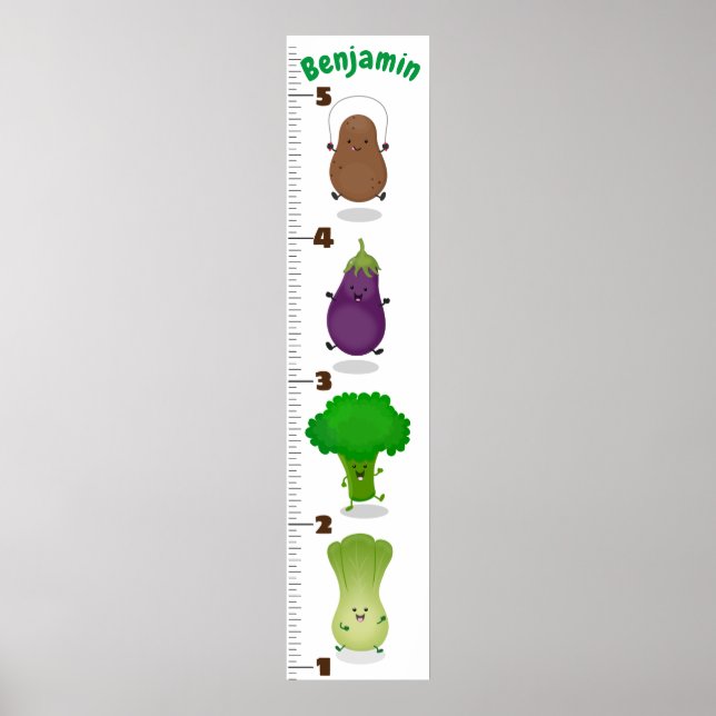Cute vegetables cartoon illustration growth chart (Front)