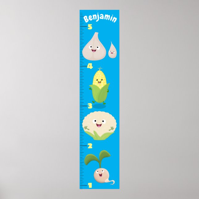 Cute vegetables cartoon illustration growth chart (Front)