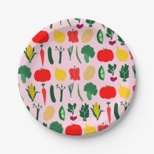 Cute Vegetables Paper Plates