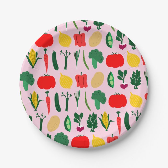 Cute Vegetables Paper Plates (Front)