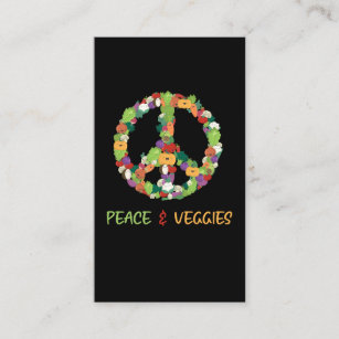 Cute Vegetables Plant Peace Sign Vegan Fun Business Card