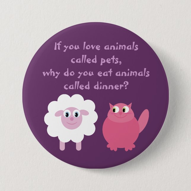 Cute Vegetarian / Animal Rights Customizable Button (Front)