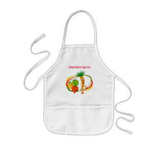 Cute Veggie Cartoon Characters Kids' Kids' Apron