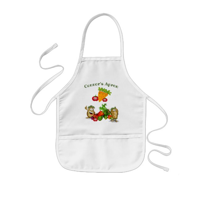 Cute Veggie Cartoon Characters Kids' Kids' Apron (Front)