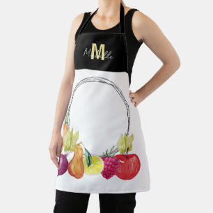 Cute Veggies and Fruits Monogrammed Apron