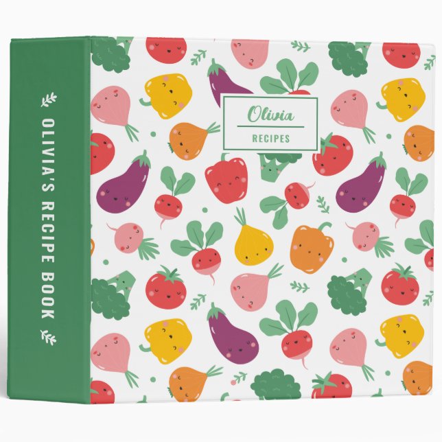Cute Veggies Recipe 3 Ring Binder (Front/Spine)