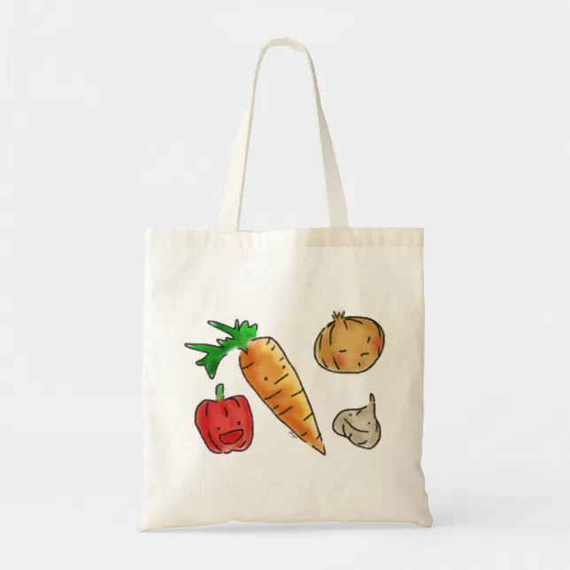 Cute Veggies Reusable Grocery Tote Bag | Zazzle