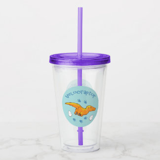 Cute Velociraptor Acrylic Tumbler