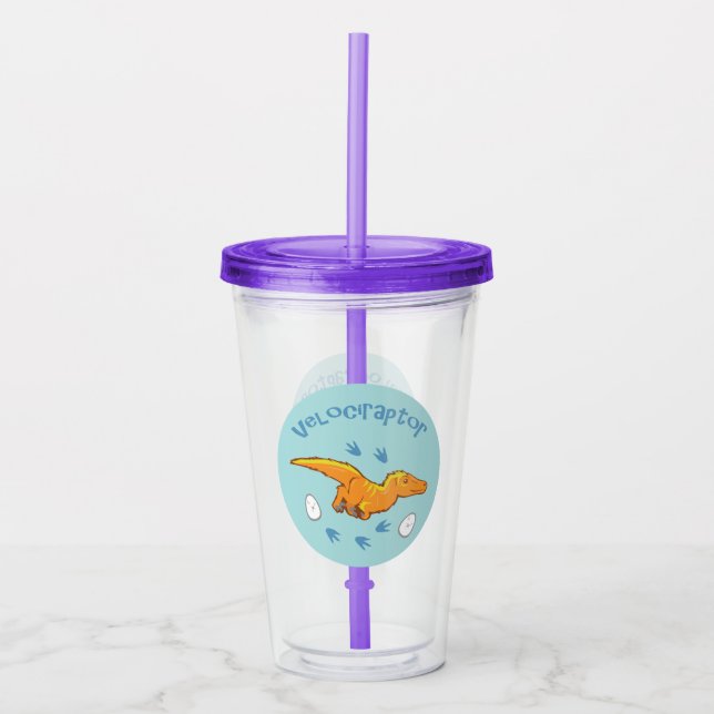 Cute Velociraptor Acrylic Tumbler (Front)