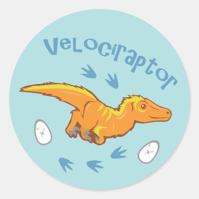 Cute Velociraptor Classic Round Sticker (Front)