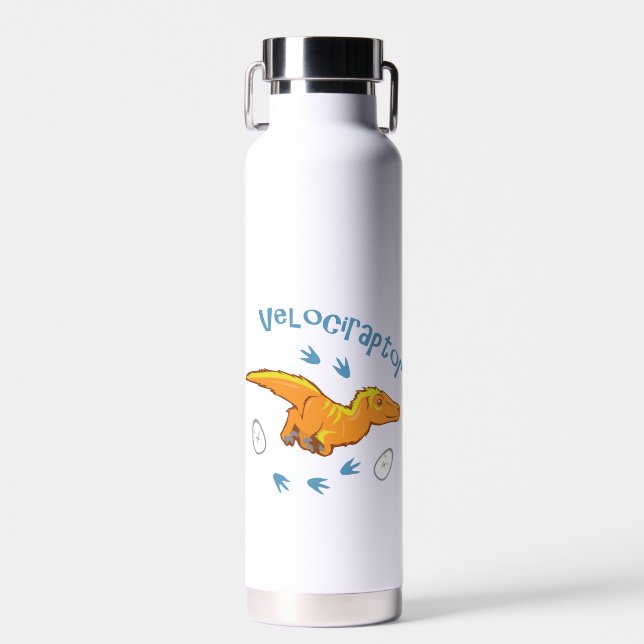 Cute Velociraptor Water Bottle (Front)