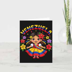Cute Venezuela Girl Kids Traditional Dress Colorfu Card