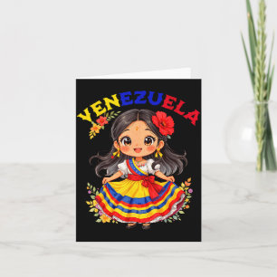 Cute Venezuela Girl Traditional Dress Colorful Art Card