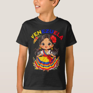 Cute Venezuela Girl Traditional Dress Colorful Art T-Shirt