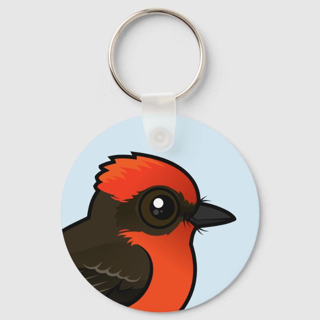 Cute Vermilion Flycatcher Keychain (Front)