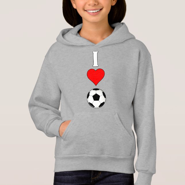 Cute Vertical I Love/Heart Soccer Girls Sports Hoodie (Front)