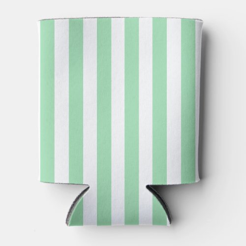 Cute Vertical Stripes Mint Green White Striped     Can Cooler