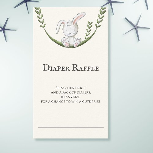 Cute Vertical White Bunny Rabbit Diaper Raffle Enclosure Card