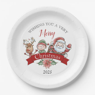 Cute Very Merry Christmas Personalized Paper Plates