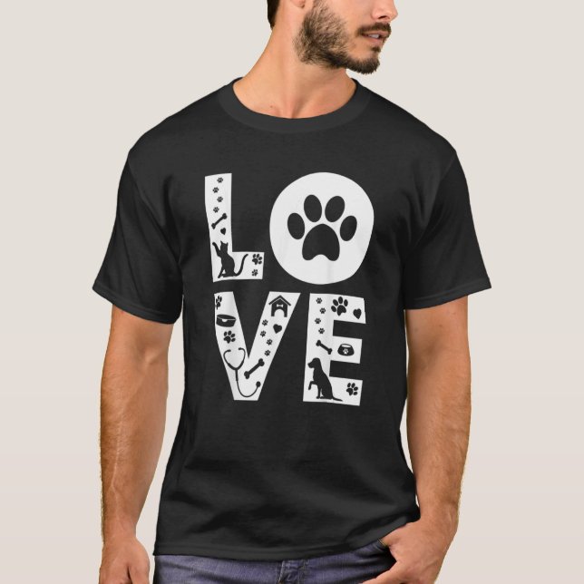 Cute Vet Ech Love Dog Cat Veterinarian Veterinary  T-Shirt (Front)