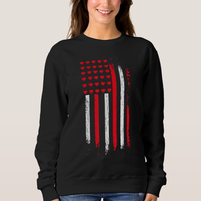 Cute Veteran Mini Hearts Flag Military Valentine's Sweatshirt (Front)