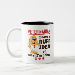 Cute Veterinarian Animal Doctor Dogtor Ruff Idea Two-Tone Coffee Mug