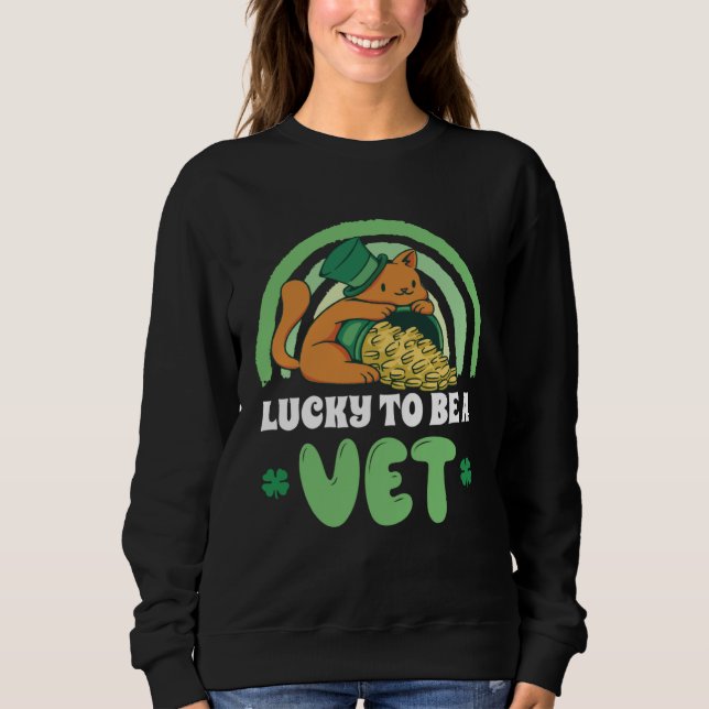 Cute Veterinarian Cat Vet Tech St Patrick s Day Sweatshirt (Front)