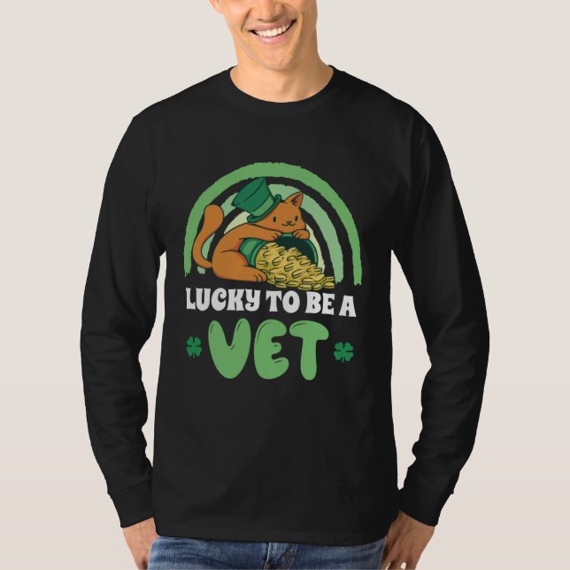 Cute Veterinarian Cat Vet Tech St Patrick s Day T-Shirt (Front)