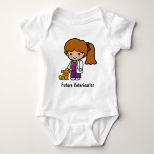 Cute Veterinarian Girl with puppy Baby Bodysuit