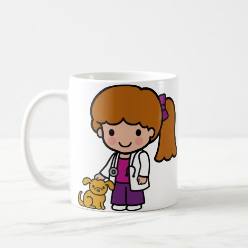 Cute Veterinarian Girl with puppy Coffee Mug