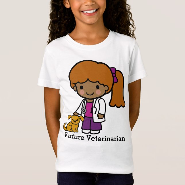 Cute Veterinarian Girl with puppy T-Shirt (Front)