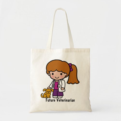 Cute Veterinarian Girl with puppy Tote Bag