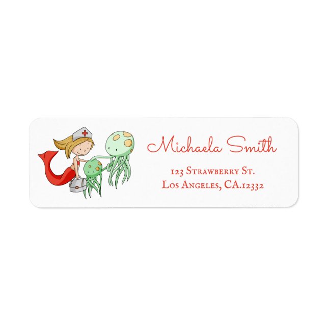 Cute Veterinarian Mermaid Return Address Label (Front)