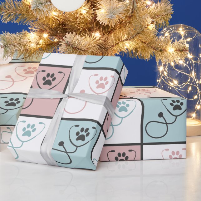 Cute Veterinarian Veterinary Tech Vet Assistant Wrapping Paper (Holidays)
