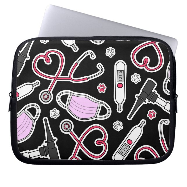 Cute Veterinarian / Veterinary Technician Love Laptop Sleeve (Front)