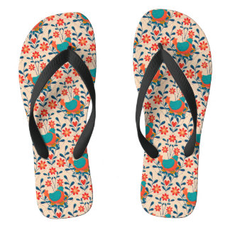 Cute Vibrant Angry Chicken Pattern Flip Flops