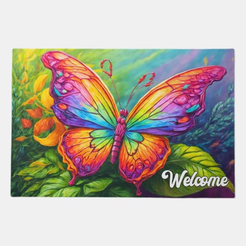 Cute Vibrant Artistic Butterfly Art Doormat