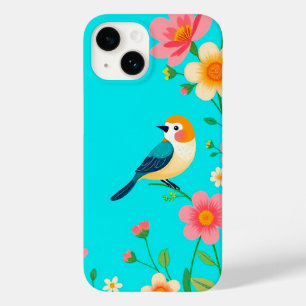 Cute Vibrant Bird Blue Everyday Protection Grip Case-Mate iPhone 14 Case