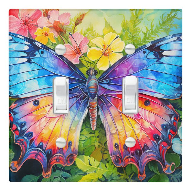 Cute Vibrant Floating Butterfly Design Light Switch Cover (In Situ)