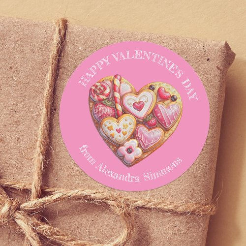 Cute Vibrant Heartful of Sweets Valentineâs Day Classic Round Sticker