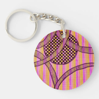 Cute vibrant pink and yellow key chain 