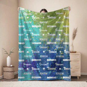 Cute vibrant repeating name personalized fleece blanket