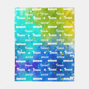 Cute vibrant repeating name personalized fleece blanket
