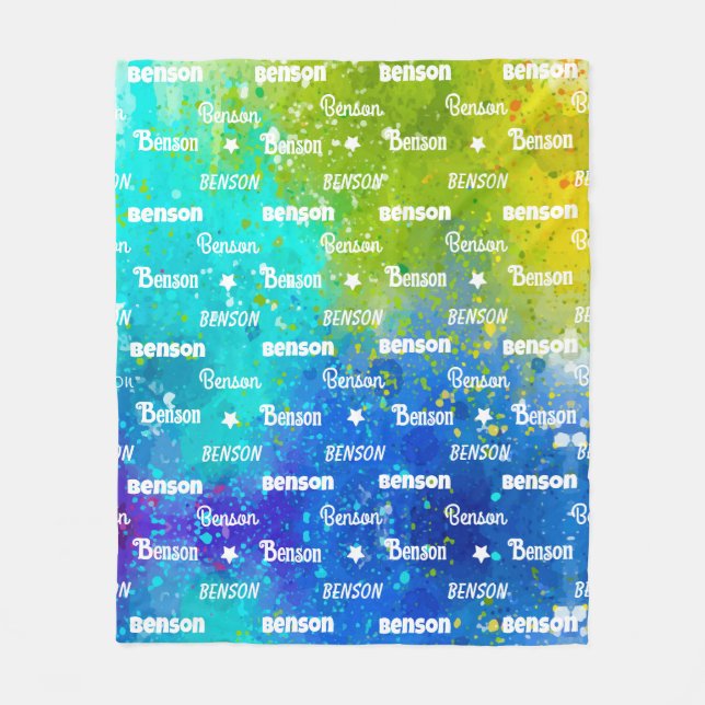 Cute vibrant repeating name personalized fleece blanket (Front)