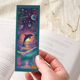 Cute Vibrant Space Ocean Dolphin Bookmarks