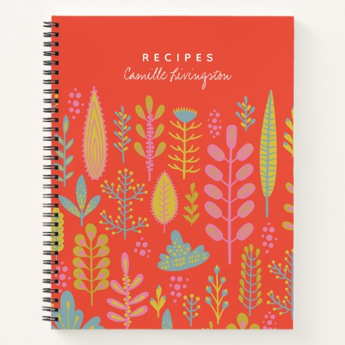 Cute Vibrant Tropical Flowers Personalized Recipe Notebook