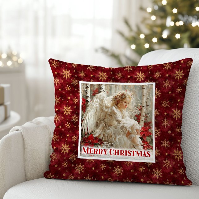 Cute Victorian Angel Red Gold Holiday Accent Xmas Throw Pillow (Cute Victorian Angel Red Gold Holiday Accent Christmas Pillow

)