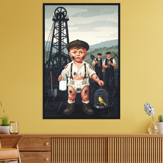 Cute Victorian Baby Coal Miner Canvas Print (Insitu(LivingRoom))
